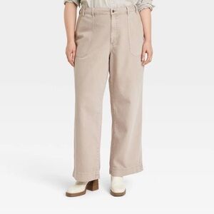 Universal Thread Khaki Tan Cotton High Rise Wide Leg Jeans Size 16